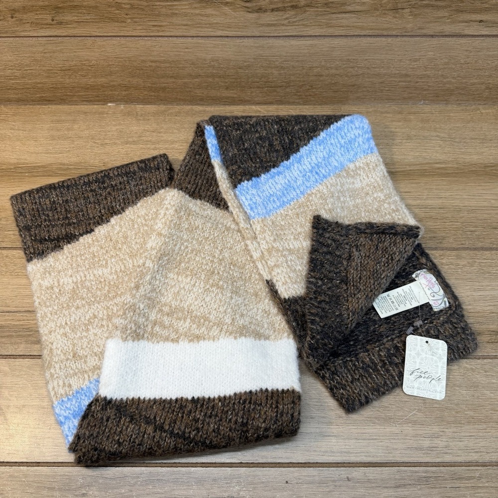 FREE PEOPLE Carina Swirl Scarf Wool Blend Chunky Color Blocked Warm Winter New